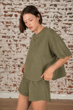 Heavy Cotton Loop Terry Raw Edge SS Top Set with Shorts