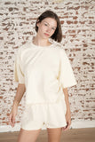 Heavy Cotton Loop Terry Raw Edge SS Top Set with Shorts