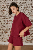 Heavy Cotton Loop Terry Raw Edge SS Top Set with Shorts