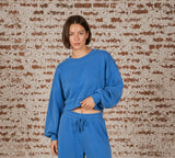 Matching Rib Semi Cropped Sweatshirt