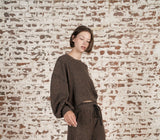 Matching Rib Semi Cropped Sweatshirt