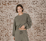 Matching Rib Semi Cropped Sweatshirt