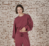 Matching Rib Semi Cropped Sweatshirt