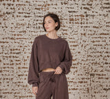 Matching Rib Semi Cropped Sweatshirt