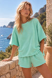 Heavy Cotton Loop Terry Raw Edge SS Top Set with Shorts
